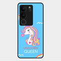 Blue Unicorn Queen Glass Phone Case For Vivo V29 5G