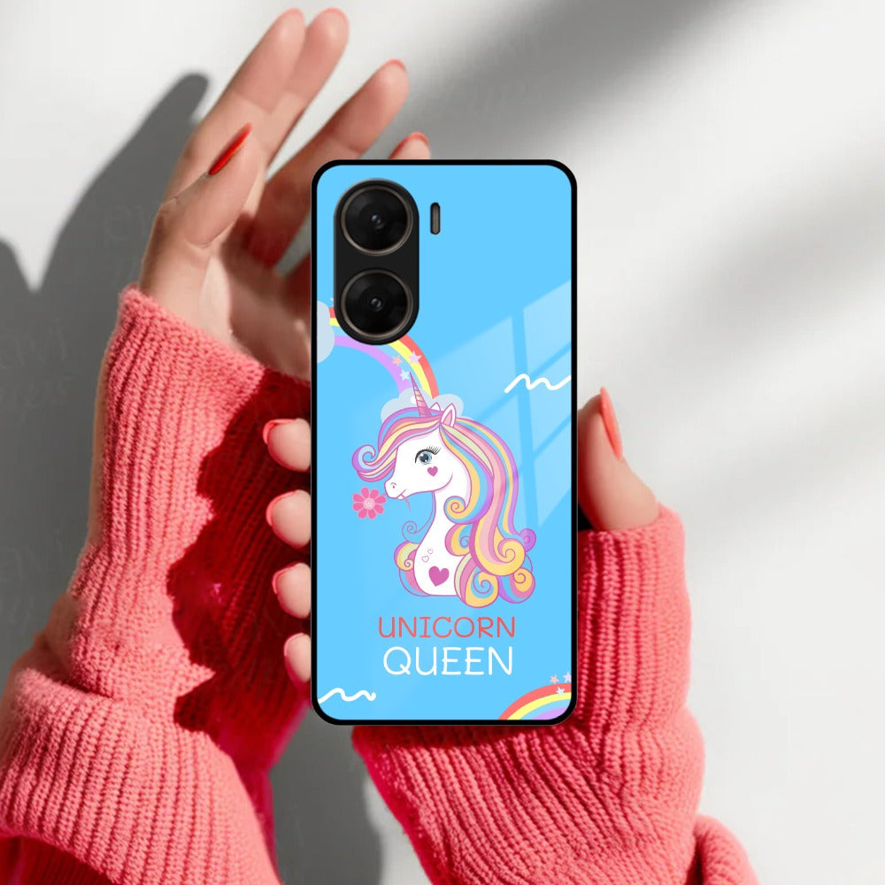 Blue Unicorn Queen Glass Phone Case For Vivo