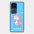 Blue Unicorn Queen Glass Phone Case For Vivo V30 5G