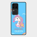 Blue Unicorn Queen Glass Phone Case For Vivo V30 Pro 5G