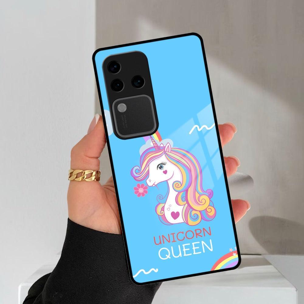 Blue Unicorn Queen Glass Phone Case For Vivo