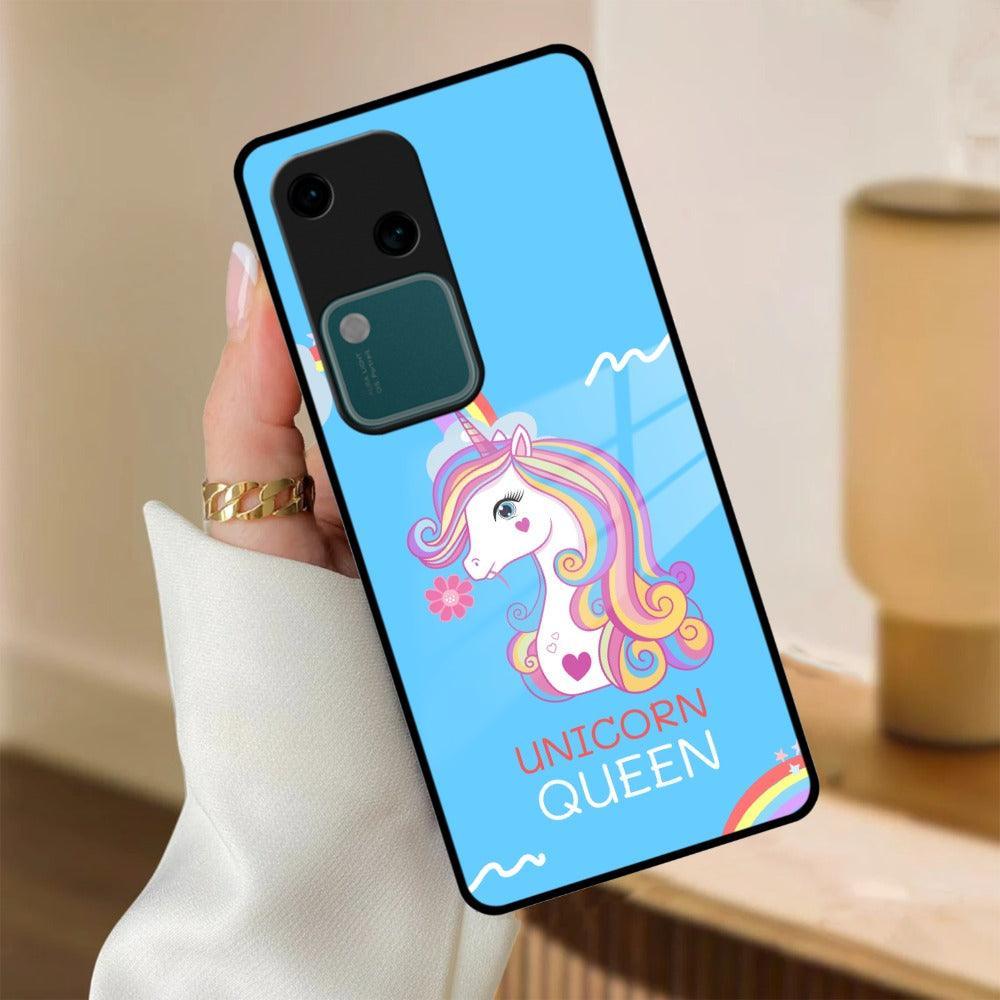 Blue Unicorn Queen Glass Phone Case For Vivo