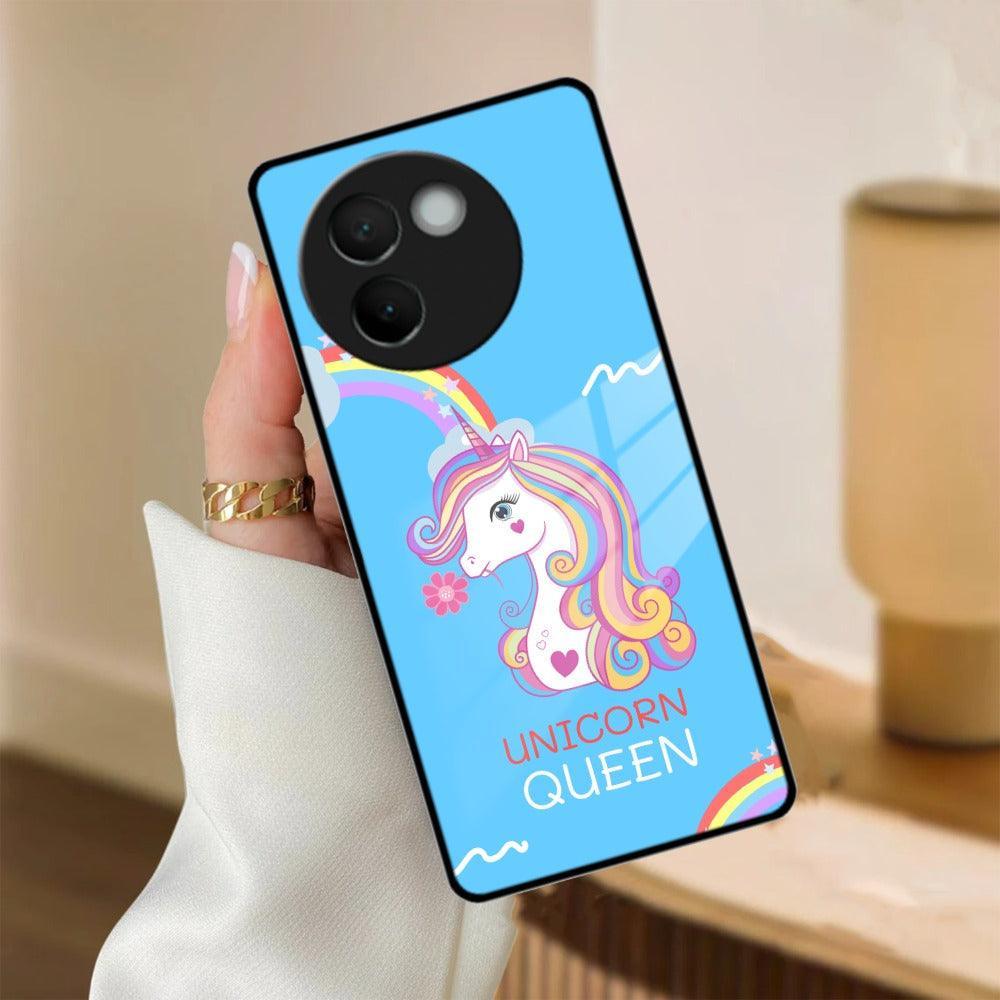 Blue Unicorn Queen Glass Phone Case For Vivo