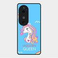 Blue Unicorn Queen Glass Phone Case For Vivo V40 5G