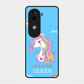 Blue Unicorn Queen Glass Phone Case For Vivo V40E 5G