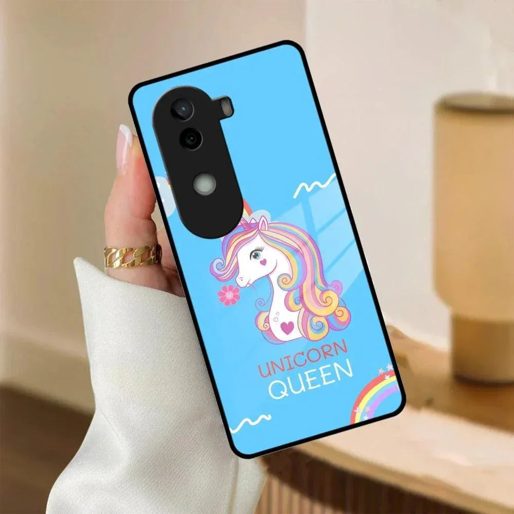 Blue Unicorn Queen Glass Phone Case For iQOO - ShopOnCliQ