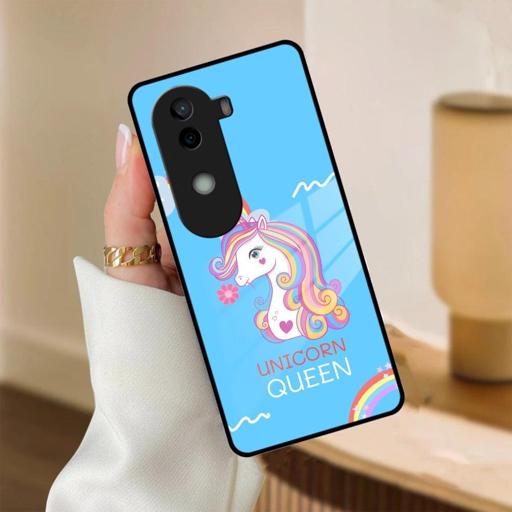 Blue Unicorn Queen Glass Phone Case For Vivo