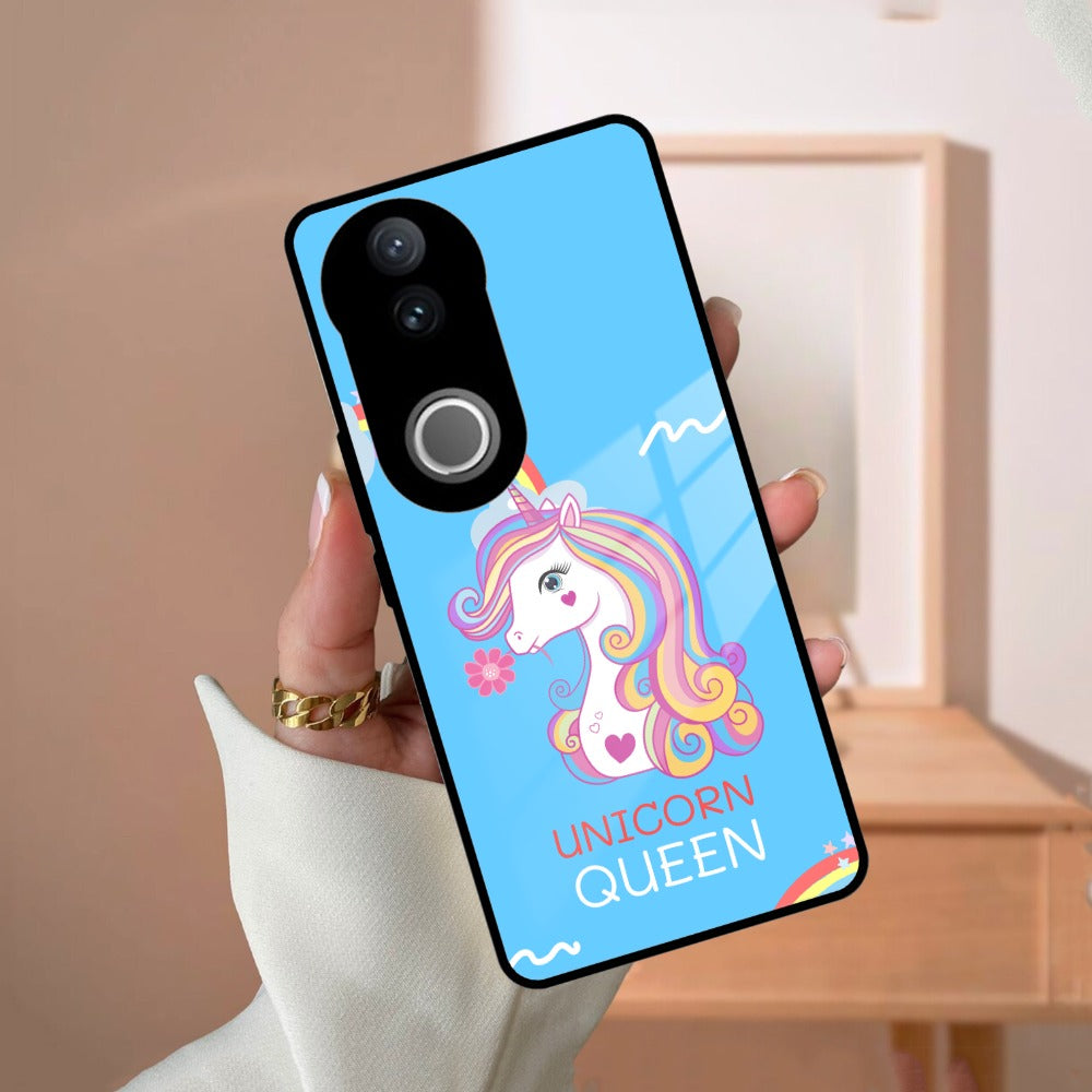 Blue Unicorn Queen Glass Phone Case For Vivo