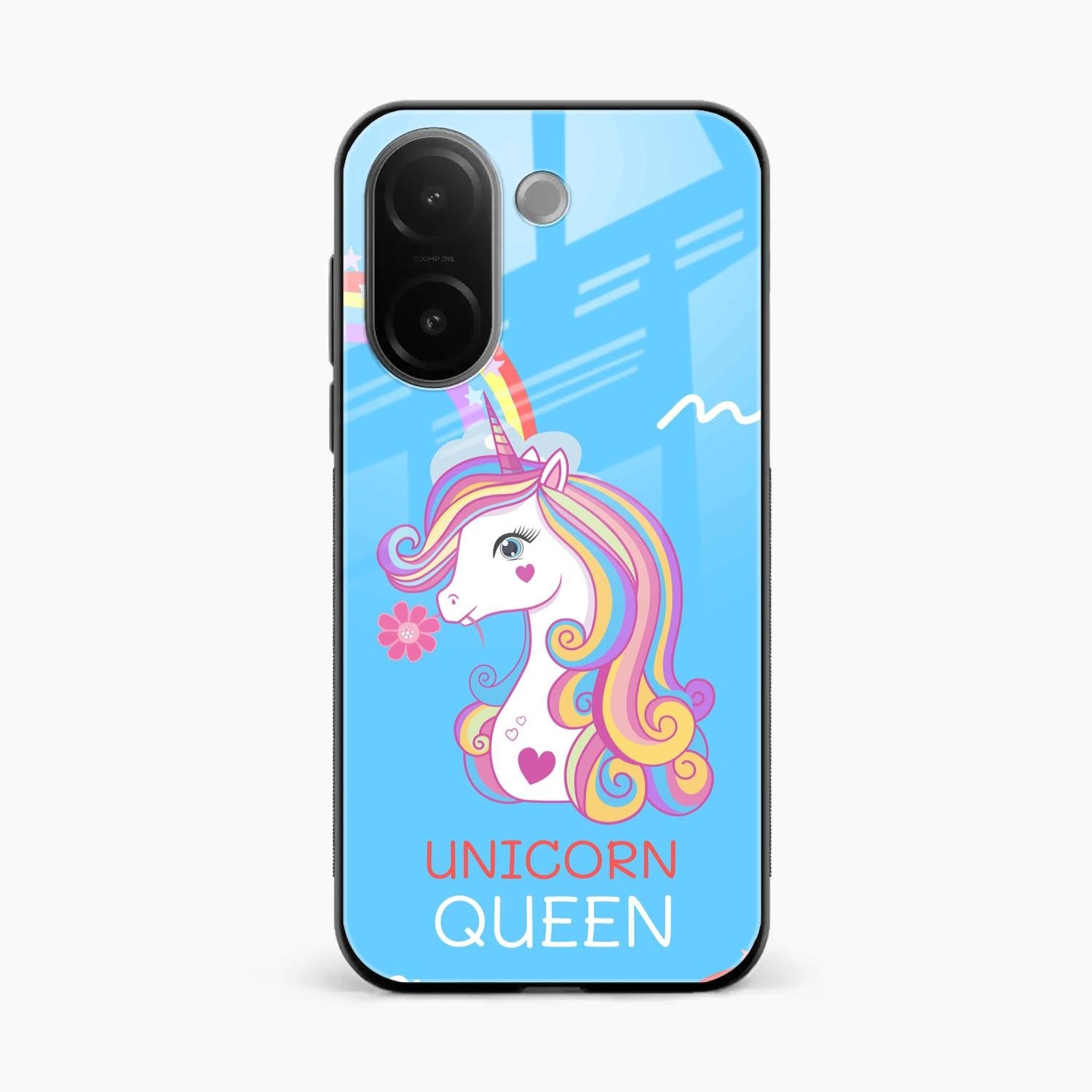 Blue Unicorn Queen Glass Phone Case For Vivo V60e 5G