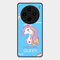Blue Unicorn Queen Glass Phone Case For Vivo X100 5G