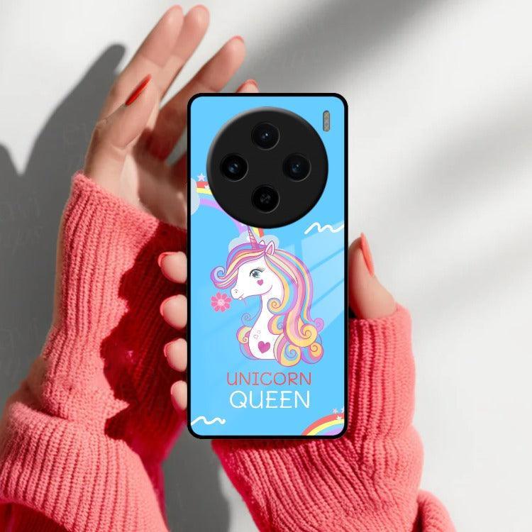 Blue Unicorn Queen Glass Phone Case For Vivo