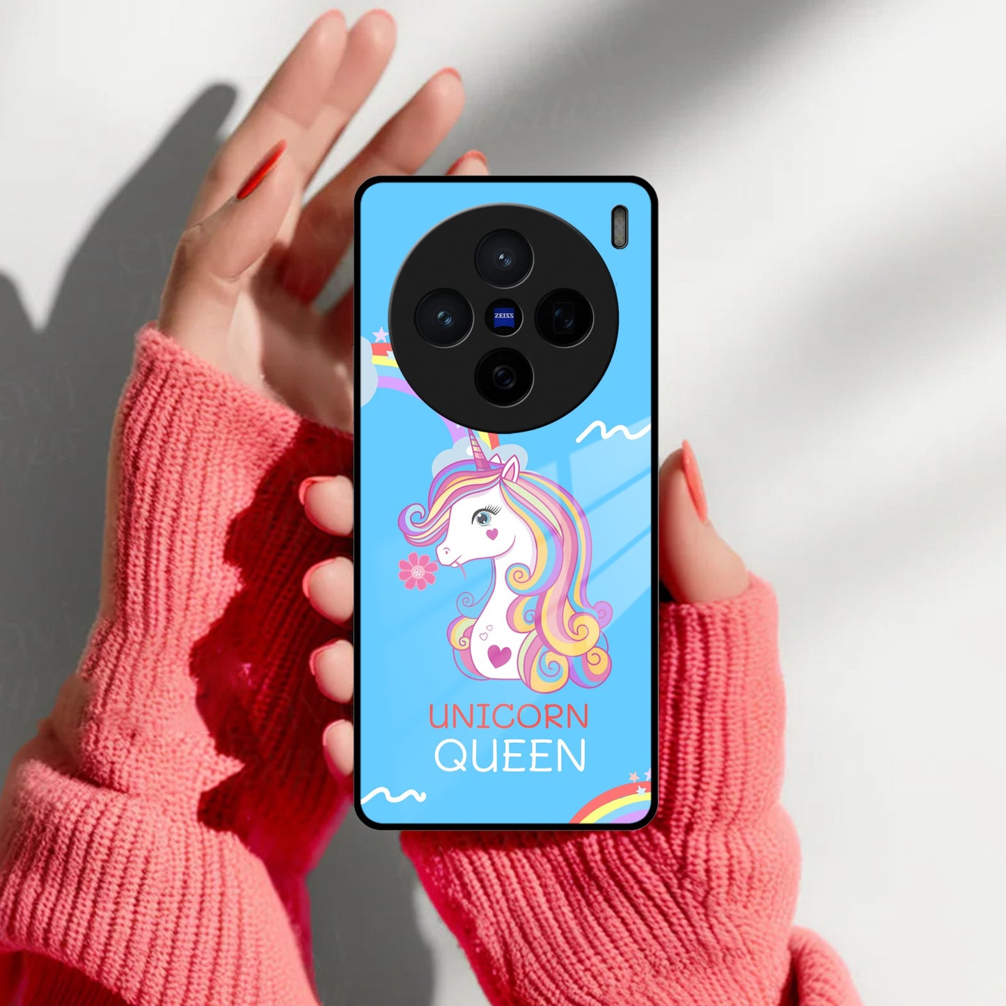 Blue Unicorn Queen Glass Phone Case For Vivo
