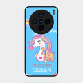 Blue Unicorn Queen Glass Phone Case For Vivo X200 5G