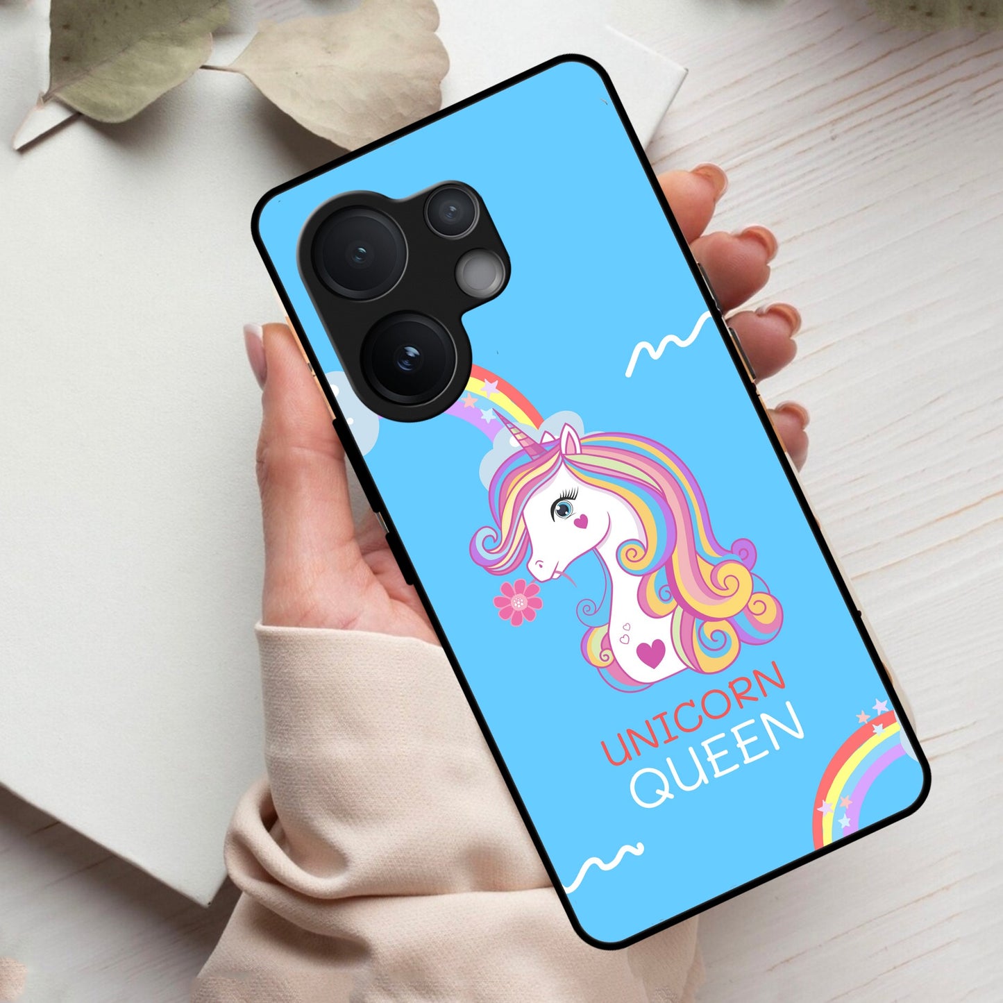 Blue Unicorn Queen Glass Phone Case For Vivo