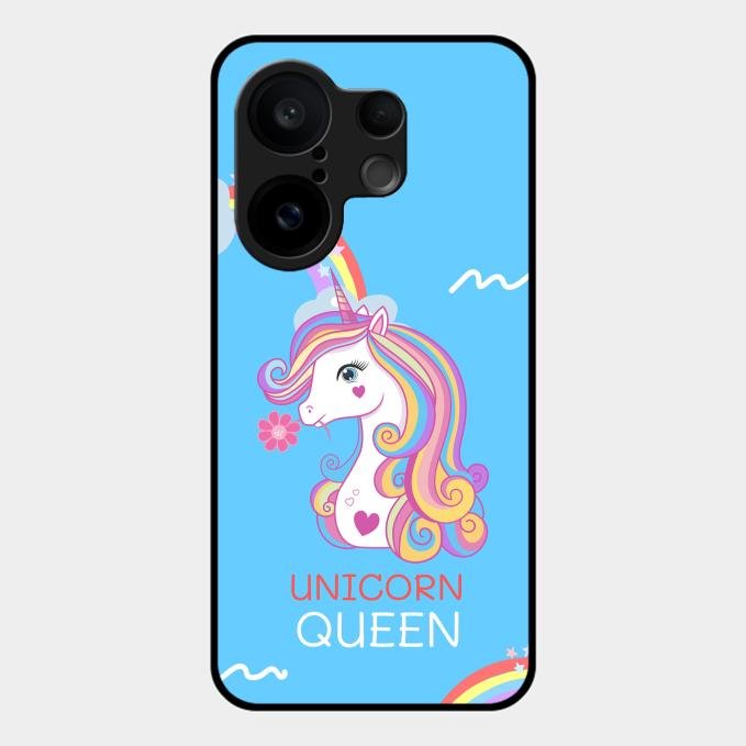 Blue Unicorn Queen Glass Phone Case For Vivo X200 Fe 5G