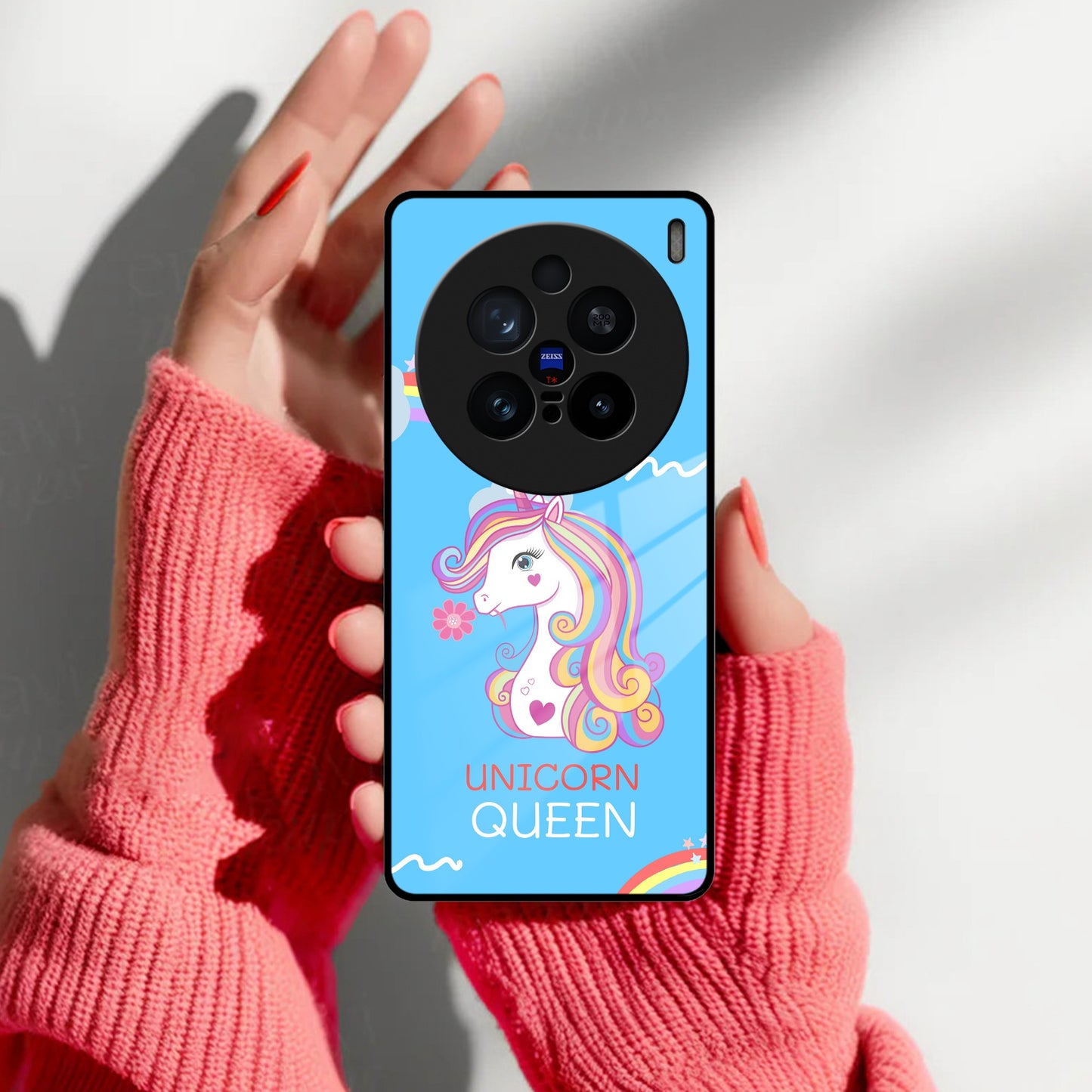 Blue Unicorn Queen Glass Phone Case For Vivo