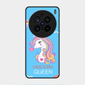 Blue Unicorn Queen Glass Phone Case For Vivo X200 Pro 5G