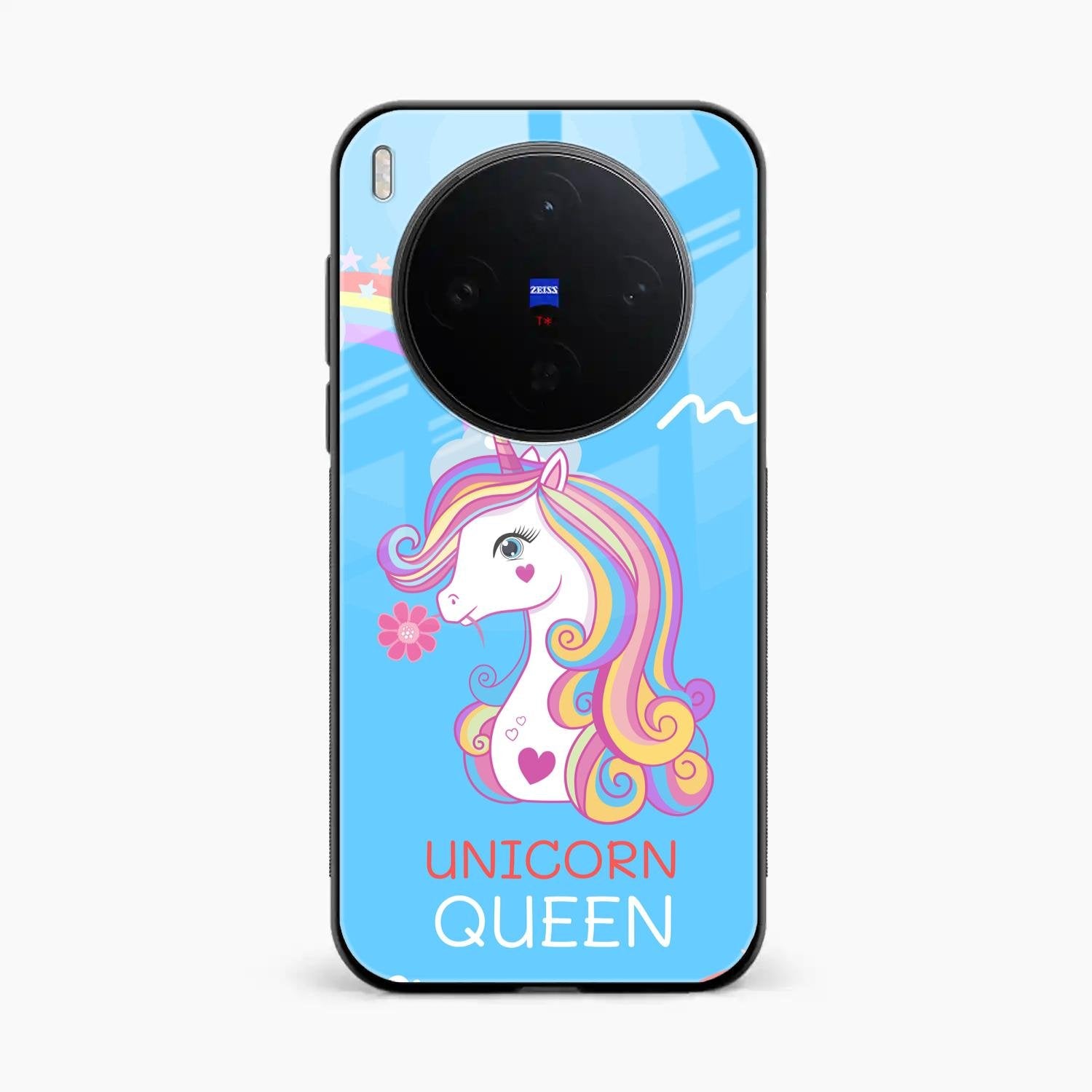 Blue Unicorn Queen Glass Phone Case For Vivo X300 5G