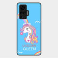 Blue Unicorn Queen Glass Phone Case For Vivo X50 Pro 5G