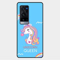 Blue Unicorn Queen Glass Phone Case For Vivo X60 Pro Plus 5G
