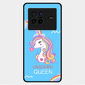 Blue Unicorn Queen Glass Phone Case For Vivo X80 5G