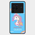 Blue Unicorn Queen Glass Phone Case For Vivo X80 Pro 5G