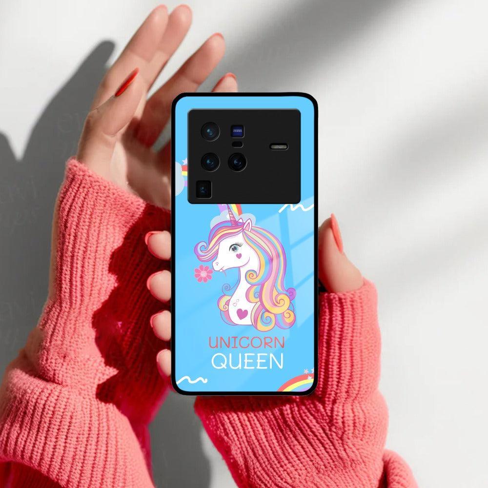 Blue Unicorn Queen Glass Phone Case For Vivo