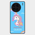 Blue Unicorn Queen Glass Phone Case For Vivo X90 Pro 5G