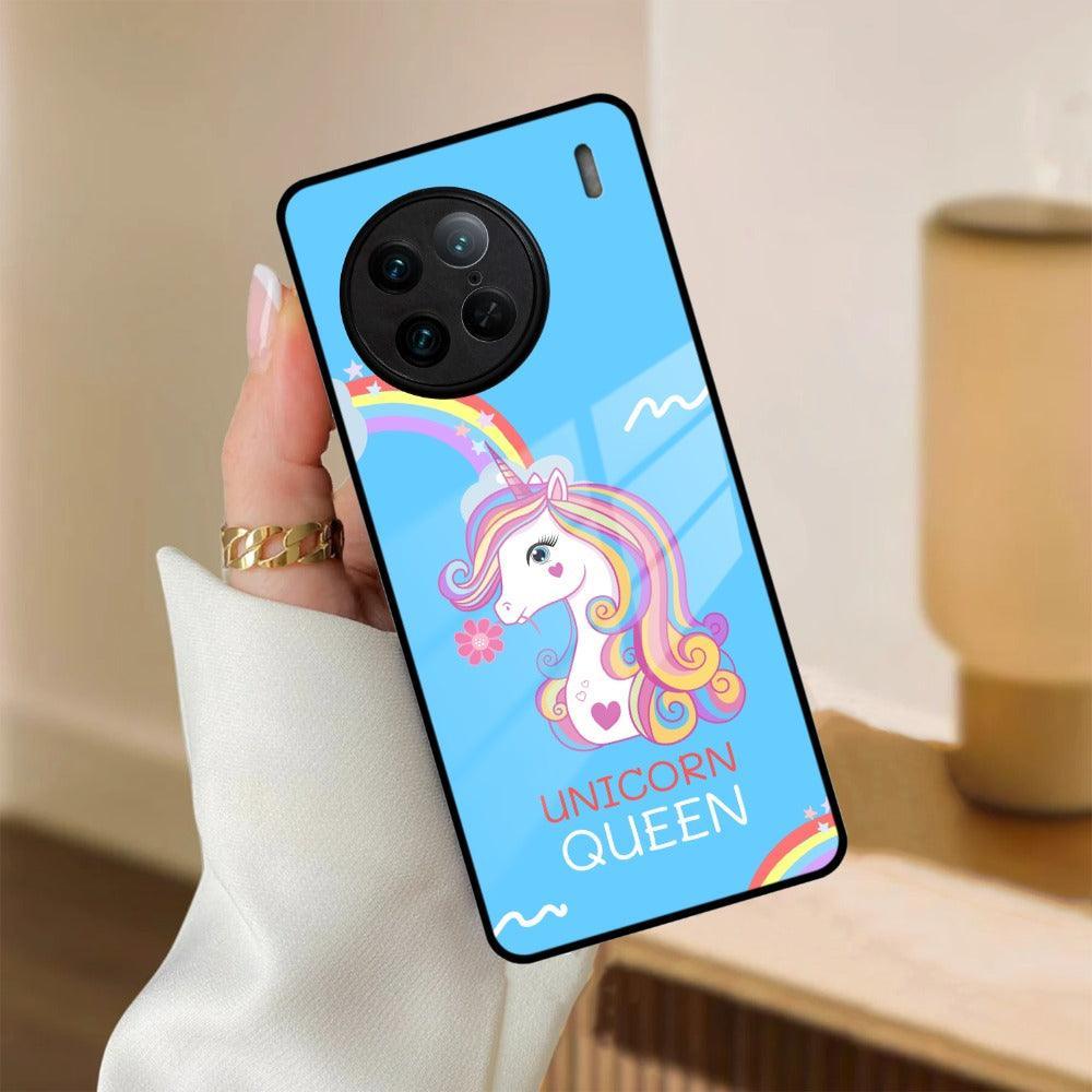 Blue Unicorn Queen Glass Phone Case For Vivo