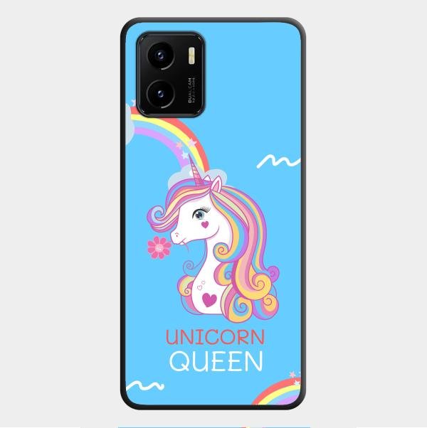Blue Unicorn Queen Glass Phone Case For Vivo Y01