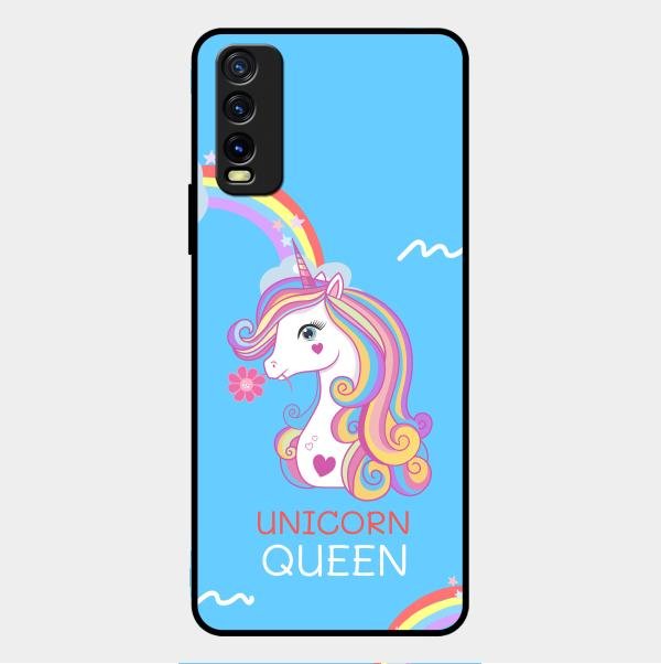 Blue Unicorn Queen Glass Phone Case For Vivo Y12G