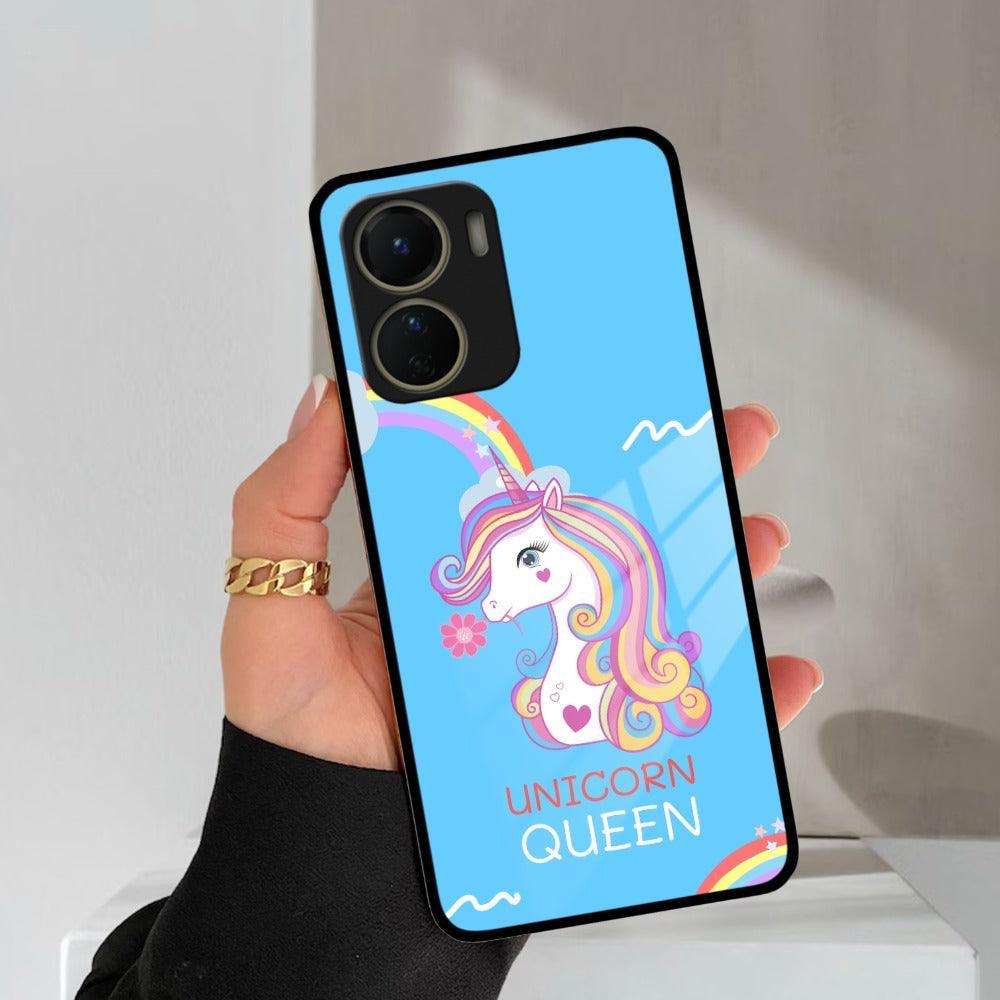 Blue Unicorn Queen Glass Phone Case For Vivo