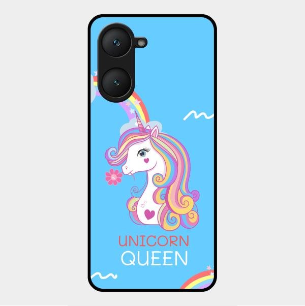 Blue Unicorn Queen Glass Phone Case For Vivo Y18