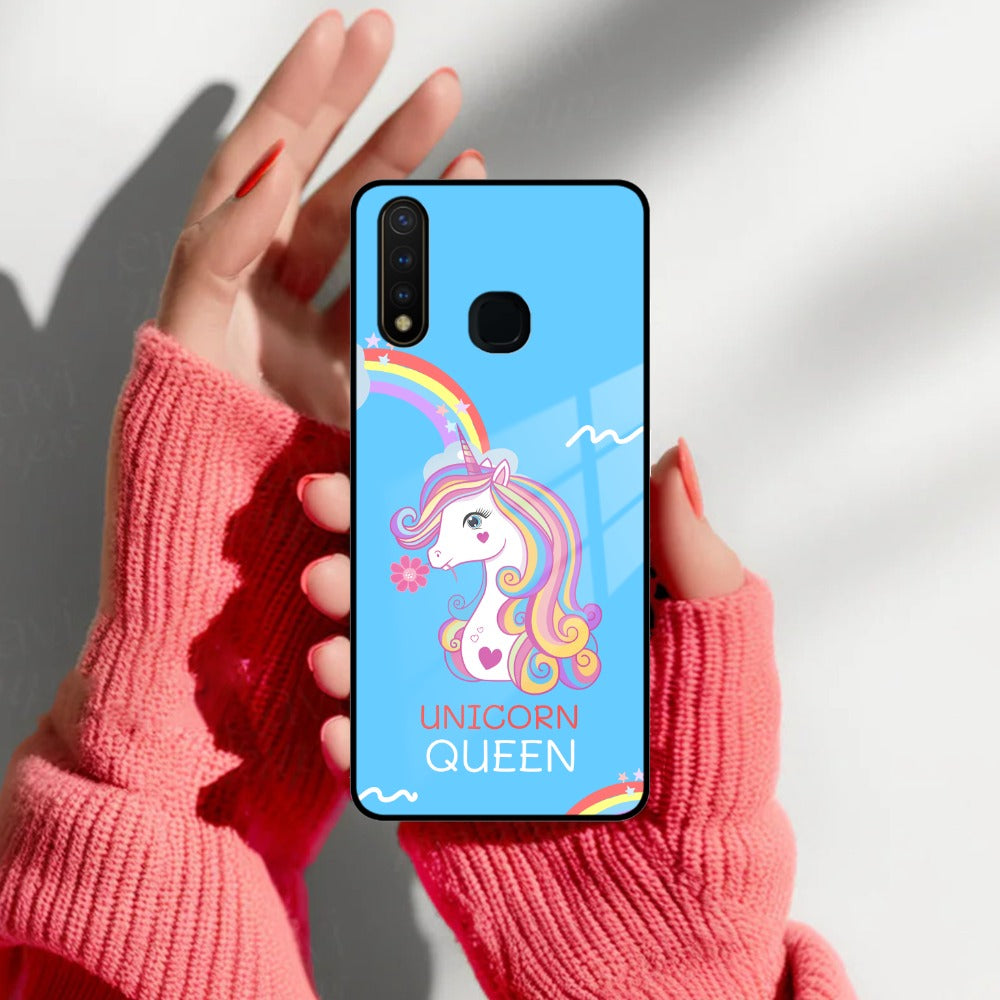 Blue Unicorn Queen Glass Phone Case For Vivo