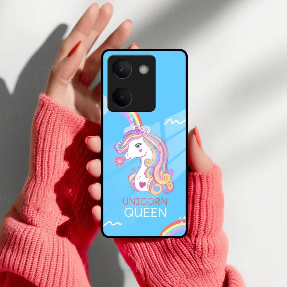 Blue Unicorn Queen Glass Phone Case For Vivo