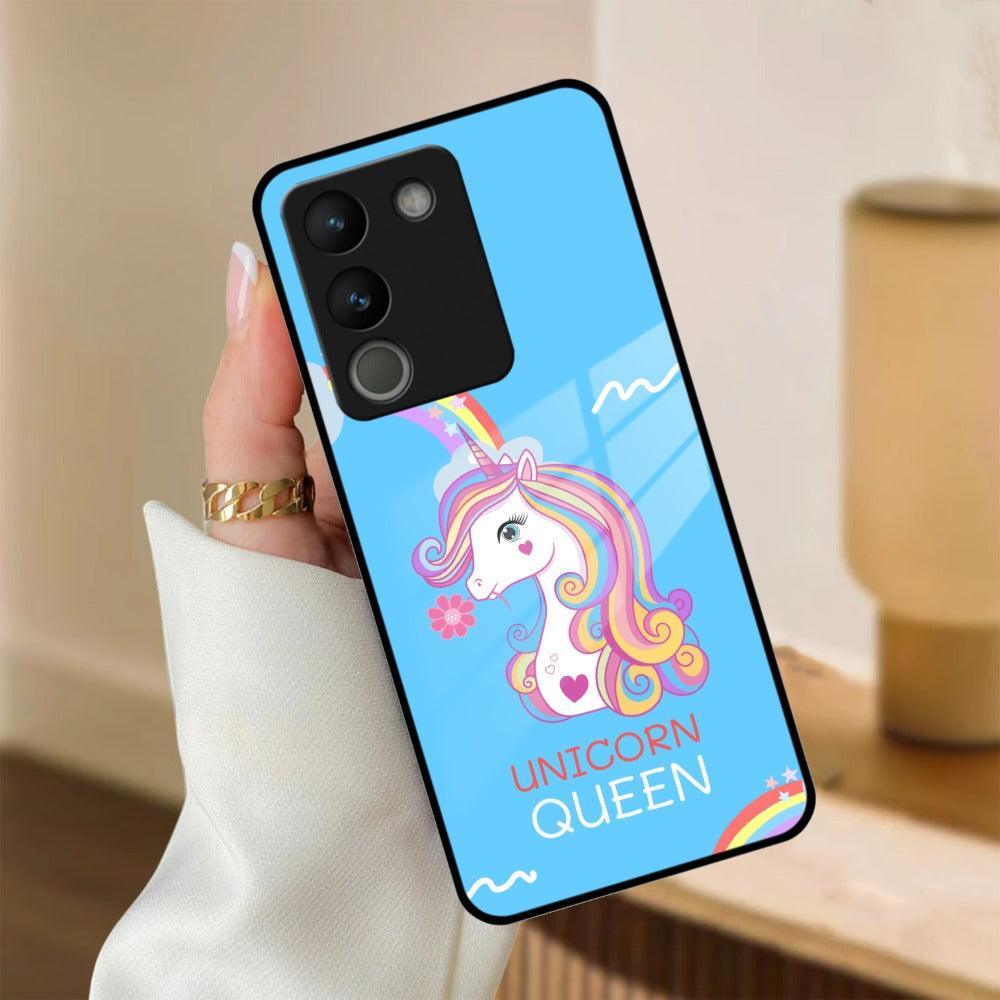 Blue Unicorn Queen Glass Phone Case For Vivo