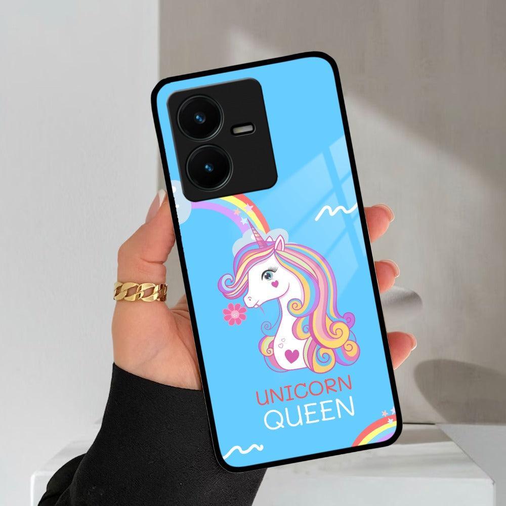 Blue Unicorn Queen Glass Phone Case For Vivo