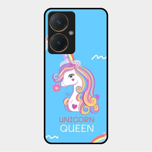 Blue Unicorn Queen Glass Phone Case For Vivo Y27