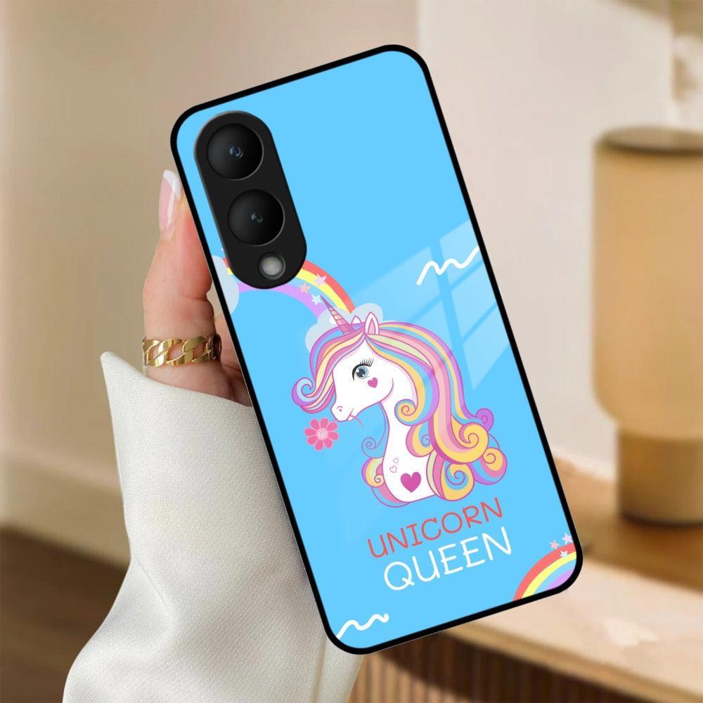 Blue Unicorn Queen Glass Phone Case For Vivo