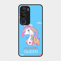 Blue Unicorn Queen Glass Phone Case For Vivo Y29 5G