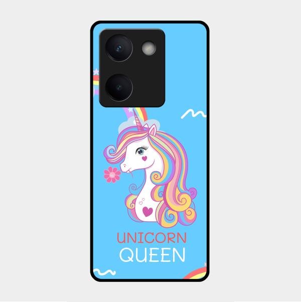 Blue Unicorn Queen Glass Phone Case For Vivo Y300 Plus 5G