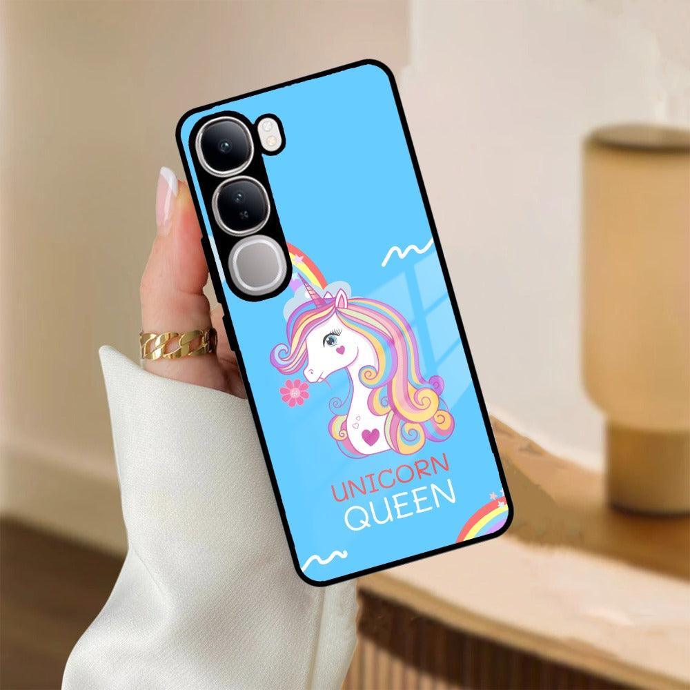Blue Unicorn Queen Glass Phone Case For Vivo