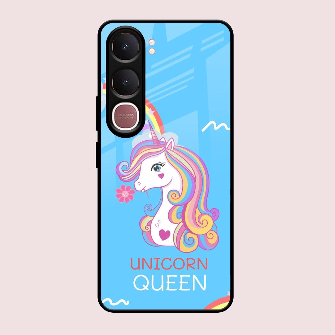 Blue Unicorn Queen Glass Phone Case For Vivo Y31 5G
