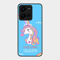 Blue Unicorn Queen Glass Phone Case For Vivo Y35