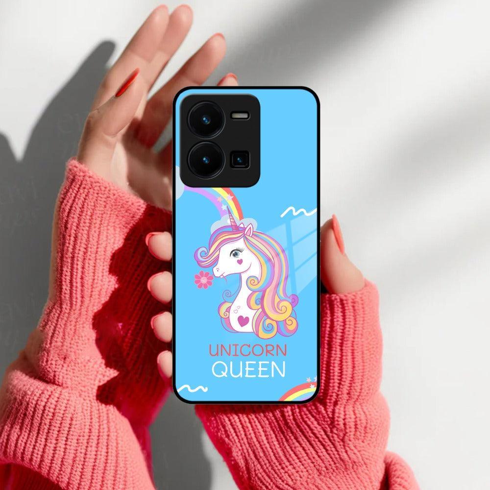 Blue Unicorn Queen Glass Phone Case For Vivo