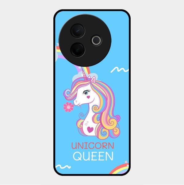 Blue Unicorn Queen Glass Phone Case For Vivo Y39 5G