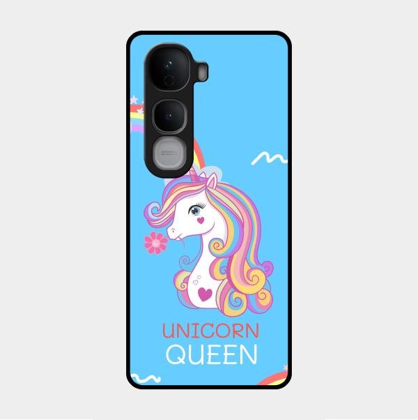 Blue Unicorn Queen Glass Phone Case For Vivo Y400 Pro 5G