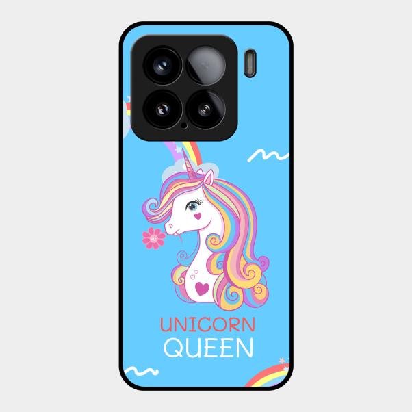 Blue Unicorn Queen Glass Phone Case For Xiaomi 15 5G