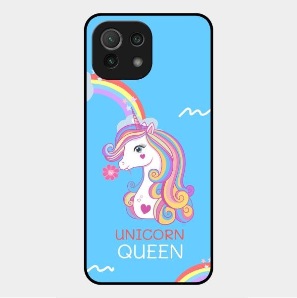 Blue Unicorn Queen Glass Phone Case For Xiaomi Mi 11 Lite