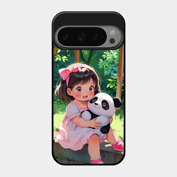 Blush & Panda Glass Case Cover For Google Pixel 9 Pro 5G